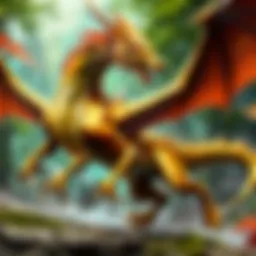 Goldspan Dragon soaring through a vibrant battlefield