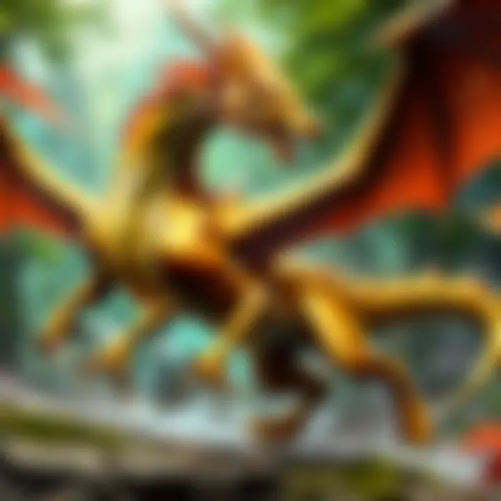 Goldspan Dragon in Action Goldspan Dragon soaring through a vibrant battlefield