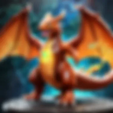 Illustration of Leonhart Pokemon showcasing a holographic Charizard card