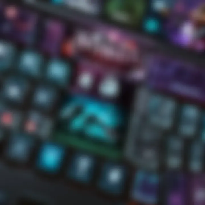 Dynamic gameplay view on MacBook keyboard MacBook keyboard with Fortnite gameplay