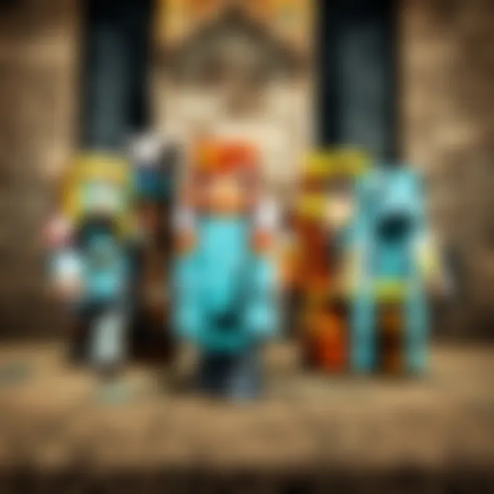 Group of diverse avatars in Minecraft