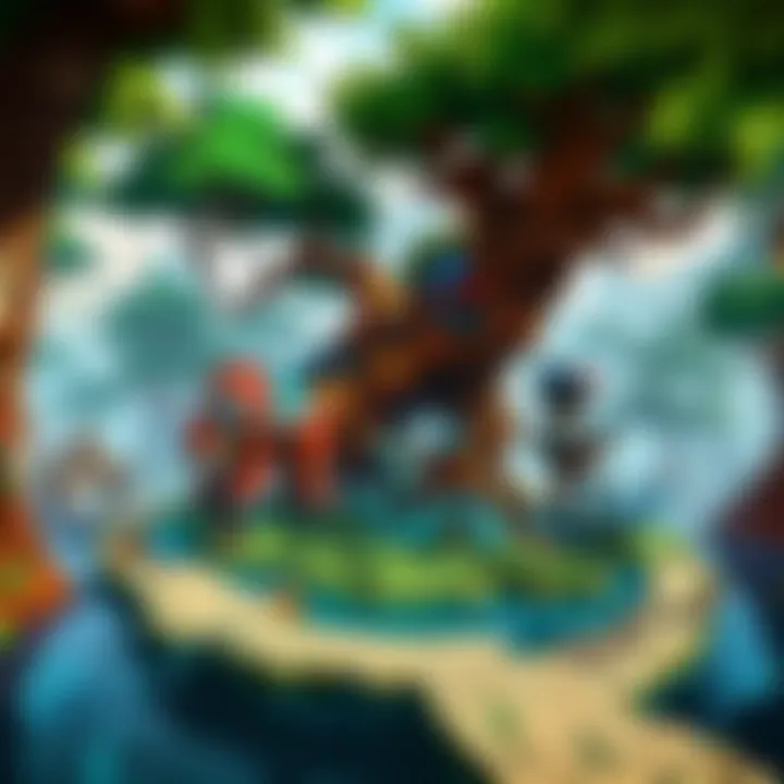 Mystical forest with glowing flora in Minecraft