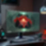 A futuristic gaming monitor displaying high refresh rate visuals