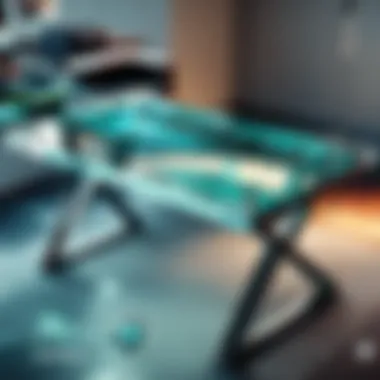 Compact glass desk with futuristic appeal