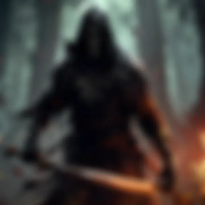 Grim Reaper emerging from darkness