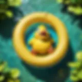 Psyduck Pool Float in Tranquil Pool Setting