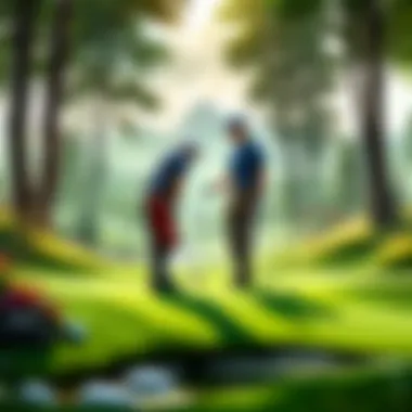 Teeing Off in Nature's Beauty Scenic view of a golf course with friends teeing off