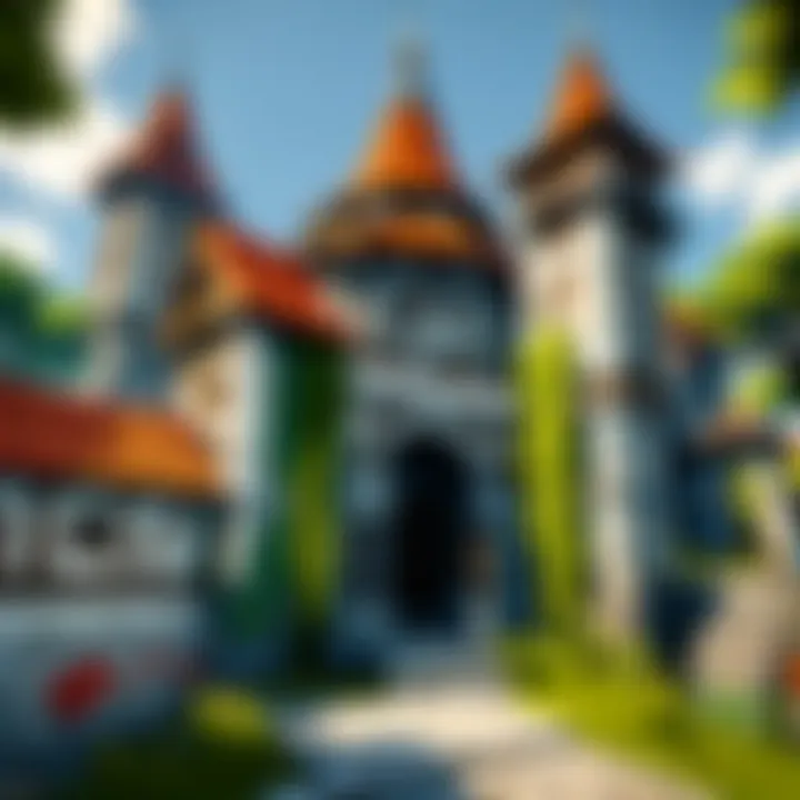 Minecraft server with towering fortress constructions