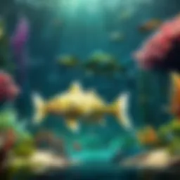 A vibrant aquaculture farm showcasing diverse aquatic species thriving in sustainable environments.