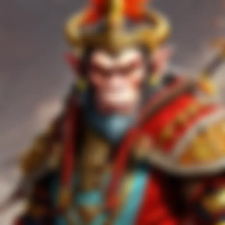 A scene depicting the cultural significance of the Monkey King across various traditions.