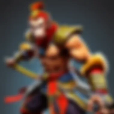 An illustration showing the Monkey King's gameplay mechanics in Dota.