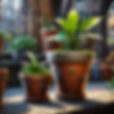 An illustration of a plant pot in a Hogwarts classroom setting, surrounded by students.