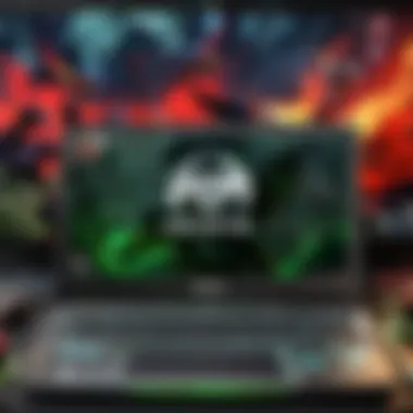 An array of gaming laptops laid out to highlight different brand offerings.