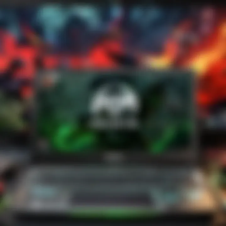 An array of gaming laptops laid out to highlight different brand offerings.