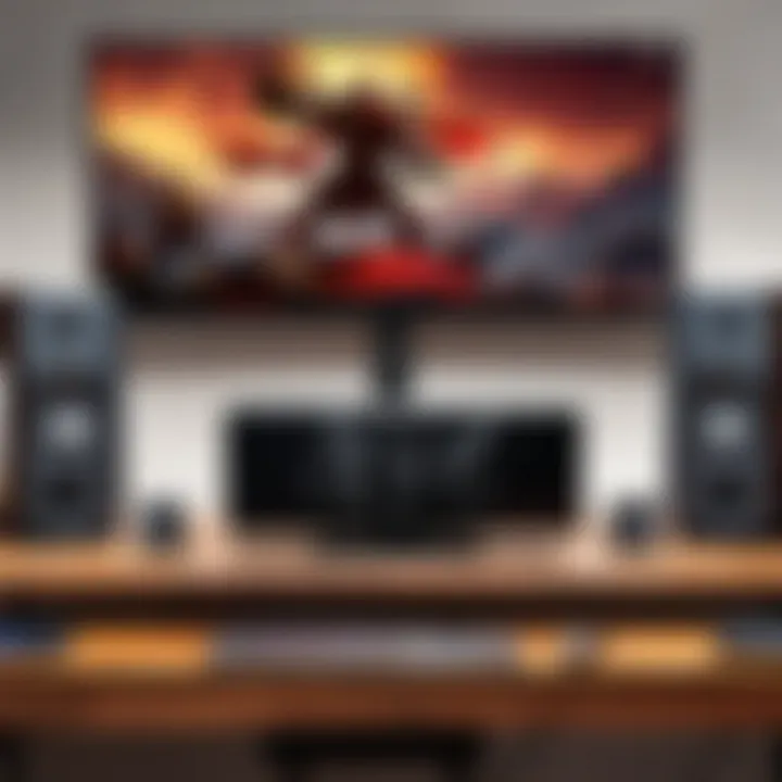 High-quality traditional speakers set up in a gaming room, showcasing immersive audio experience
