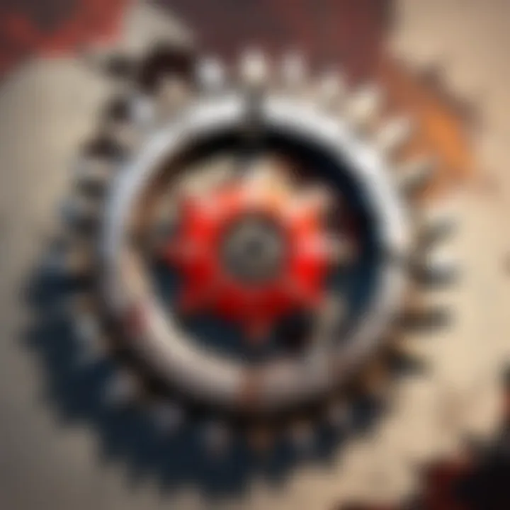 Illustration of broken cogwheel symbolizing system malfunction