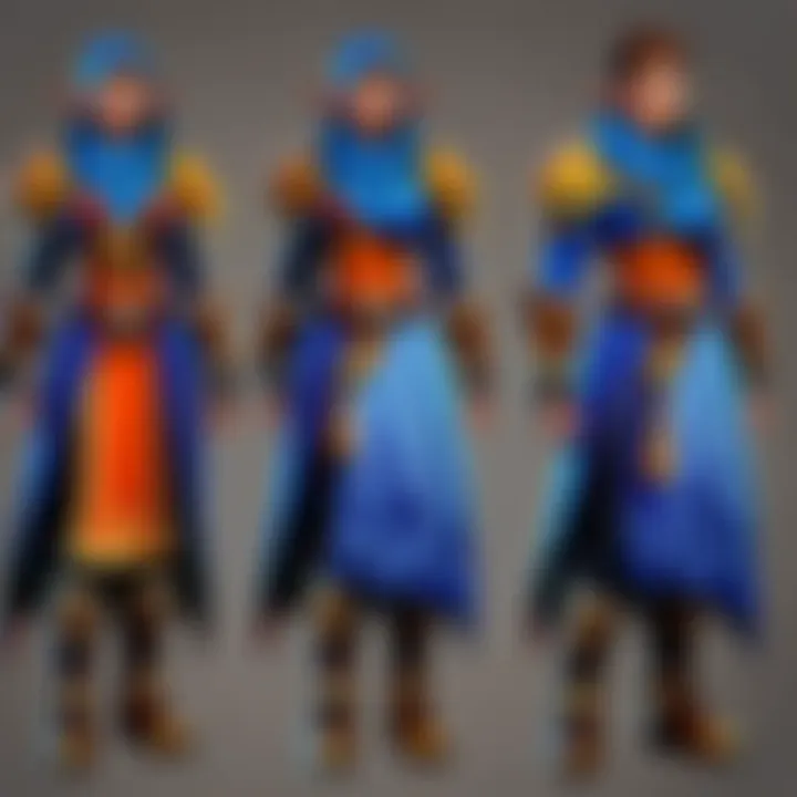 Graph showing character development with mage gear application