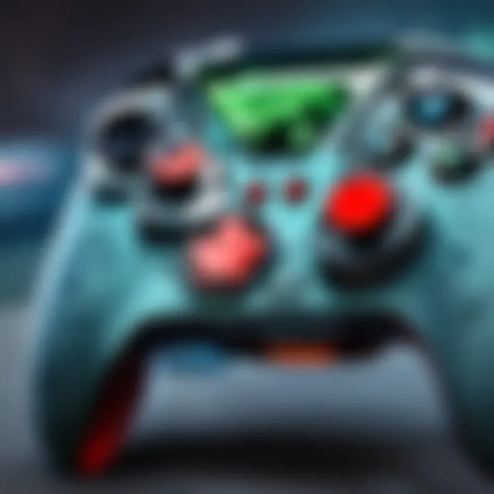 A gaming controller fitted with ergonomic thumb grip caps