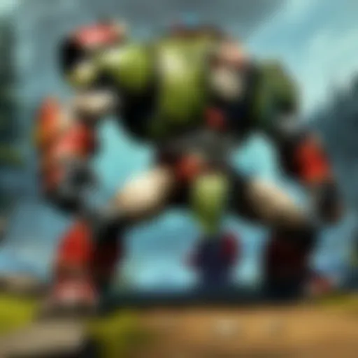 Illustration of a tank hero's abilities in action