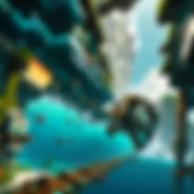 Panoramic view of an underwater city in Minecraft