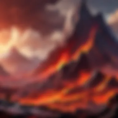 Fierce Volcanic Mountain Landscape Volcanic Mountain in MTG Land Bundle