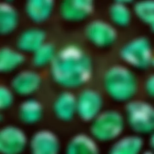 Vibrant Emerald Gemstones Vibrant emerald gemstones in a natural setting